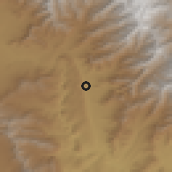 Shaded relief of the 55 km around Tāġab, drawn from the GMTED2010 grid