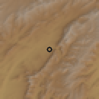 Shaded relief of the 55 km around Baġrān, drawn from the GMTED2010 grid