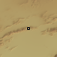 Shaded relief of the 56 km around Anār Darreh, drawn from the GMTED2010 grid