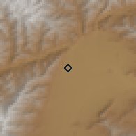 Shaded relief of the 55 km around Čārīkār, drawn from the GMTED2010 grid