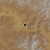 Shaded relief of the 54 km around Fayzābād, drawn from the GMTED2010 grid