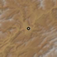 Shaded relief of the 55 km around Gaz Āb, drawn from the GMTED2010 grid