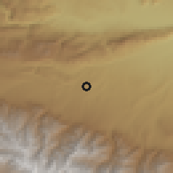 Shaded relief of the 55 km around Hugyani, drawn from the GMTED2010 grid