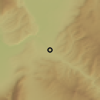 Shaded relief of the 54 km around H̱wājeh Ġār, drawn from the GMTED2010 grid
