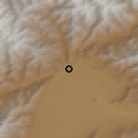 Shaded relief of the 55 km around Jabal-os-Sarāj, drawn from the GMTED2010 grid