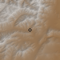 Shaded relief of the 55 km around Maydānšahr, drawn from the GMTED2010 grid