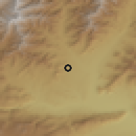 Shaded relief of the 55 km around Mehtar Lām, drawn from the GMTED2010 grid