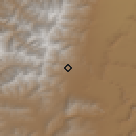Shaded relief of the 55 km around Paġmān, drawn from the GMTED2010 grid
