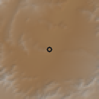 Shaded relief of the 55 km around Pol-e Alam, drawn from the GMTED2010 grid