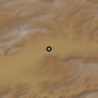 Shaded relief of the 55 km around Awbeh, drawn from the GMTED2010 grid