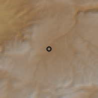 Shaded relief of the 55 km around Qal'eh Šahr, drawn from the GMTED2010 grid
