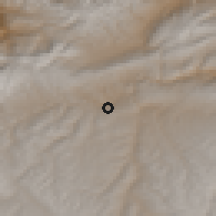 Shaded relief of the 55 km around Qil Qal'eh, drawn from the GMTED2010 grid