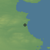 Shaded relief of the 48 km around Baltray, drawn from the GMTED2010 grid