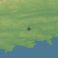 Shaded relief of the 49 km around Bandon, drawn from the GMTED2010 grid