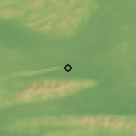 Shaded relief of the 49 km around Bansha, drawn from the GMTED2010 grid