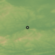 Shaded relief of the 49 km around Banteer, drawn from the GMTED2010 grid