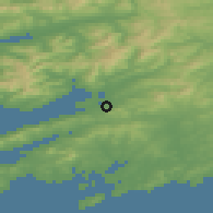 Shaded relief of the 49 km around Bantry, drawn from the GMTED2010 grid