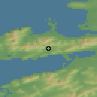 Shaded relief of the 49 km around Annascaul, drawn from the GMTED2010 grid