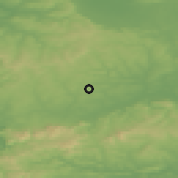 Shaded relief of the 49 km around Boherbue, drawn from the GMTED2010 grid