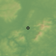 Shaded relief of the 49 km around Borris, drawn from the GMTED2010 grid