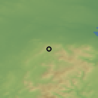Shaded relief of the 48 km around Brittas, drawn from the GMTED2010 grid