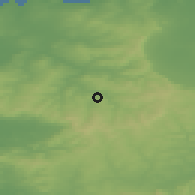 Shaded relief of the 49 km around Brosna, drawn from the GMTED2010 grid