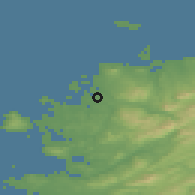 Shaded relief of the 47 km around Bunbeg-Derrybeg, drawn from the GMTED2010 grid