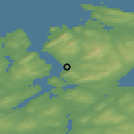 Shaded relief of the 47 km around Buncrana, drawn from the GMTED2010 grid