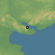 Shaded relief of the 48 km around Carlingford, drawn from the GMTED2010 grid