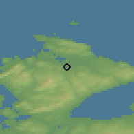 Shaded relief of the 47 km around Carndonagh, drawn from the GMTED2010 grid