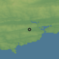 Shaded relief of the 49 km around Carrigaline, drawn from the GMTED2010 grid