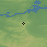 Shaded relief of the 49 km around Carrigkerry, drawn from the GMTED2010 grid