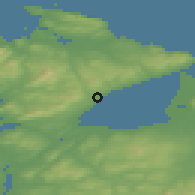 Shaded relief of the 47 km around Carrowkeel, drawn from the GMTED2010 grid