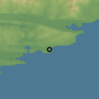 Shaded relief of the 49 km around Ardmore, drawn from the GMTED2010 grid