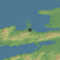 Shaded relief of the 49 km around Castlegregory, drawn from the GMTED2010 grid