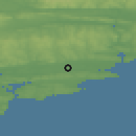 Shaded relief of the 49 km around Castlemartyr, drawn from the GMTED2010 grid