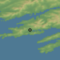 Shaded relief of the 49 km around Castletownbere, drawn from the GMTED2010 grid