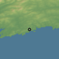 Shaded relief of the 49 km around Castletownshend, drawn from the GMTED2010 grid