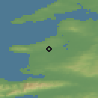 Shaded relief of the 49 km around Causeway, drawn from the GMTED2010 grid