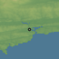 Shaded relief of the 49 km around Churchbay, drawn from the GMTED2010 grid