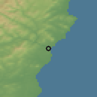 Shaded relief of the 48 km around Arklow, drawn from the GMTED2010 grid
