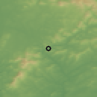 Shaded relief of the 48 km around Clonegal, drawn from the GMTED2010 grid