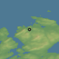 Shaded relief of the 47 km around Clonmany, drawn from the GMTED2010 grid