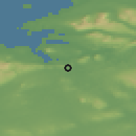 Shaded relief of the 48 km around Collooney, drawn from the GMTED2010 grid