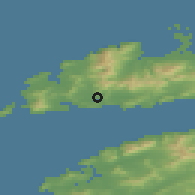 Shaded relief of the 49 km around Dingle, drawn from the GMTED2010 grid