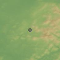 Shaded relief of the 48 km around Donard, drawn from the GMTED2010 grid