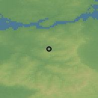 Shaded relief of the 49 km around Athea, drawn from the GMTED2010 grid