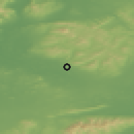 Shaded relief of the 49 km around Doon, drawn from the GMTED2010 grid