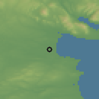 Shaded relief of the 48 km around Dromiskin, drawn from the GMTED2010 grid