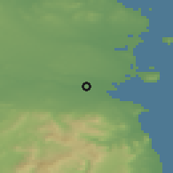 Shaded relief of the 48 km around Dublin, drawn from the GMTED2010 grid